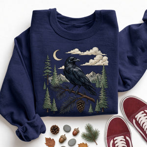 Raven on Pine Bough Sweatshirt