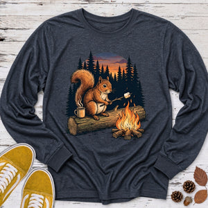 Squirrel Marshmallow Campfire Long Sleeve Tee