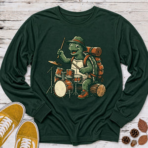 Turtle Drummer Backpacker Long Sleeve Tee