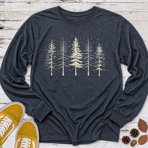 Winter Pine Treeline Long Sleeve Tee