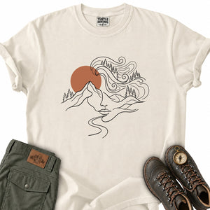 Woman's Face in Mountains T-Shirt
