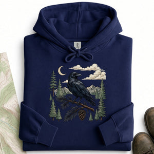 Raven on Pine Bough Hoodie