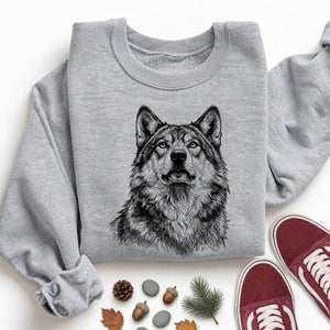Detailed Wolf Portrait Sweatshirt