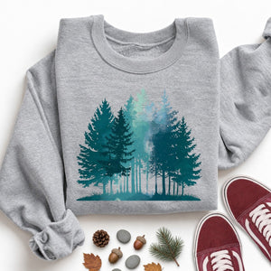 Misty Forest Layers Minimalist Nature Hiking Sweatshirt