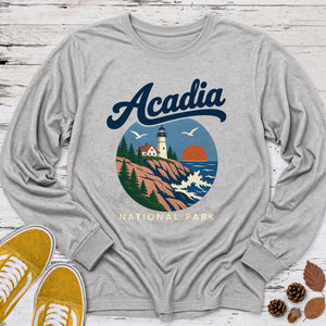 Acadia Retro Script Long Sleeve Tee