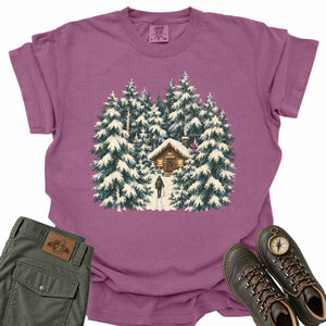 Cabin Christmas Forest Comfort Colors T-Shirt