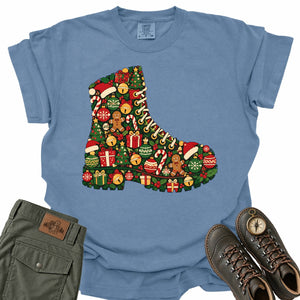 Christmas Boot Silhouette Comfort Colors T-Shirt