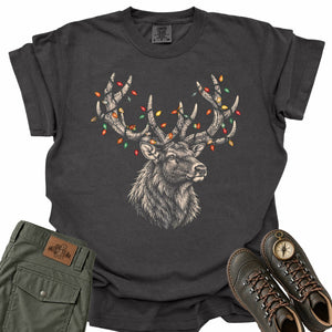 Christmas Lights Elk Comfort Colors T-Shirt