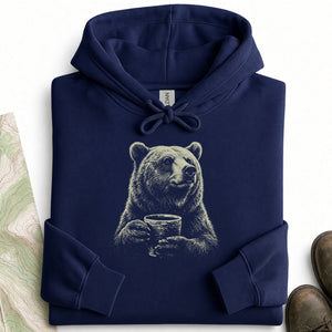 Coffee Bear Engraving Cream Hoodie