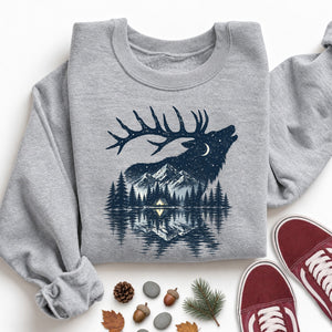 Elk Night Silhouette Sweatshirt