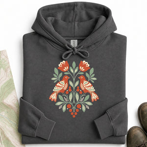 Folk Floral Birds Hoodie