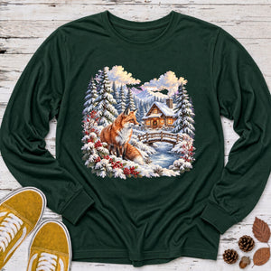 Fox at the Frozen Creek Long Sleeve Tee