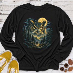 Glowing Owl Night Trail Long Sleeve Tee
