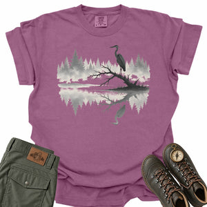 Heron in the Mist Comfort Colors T-Shirt