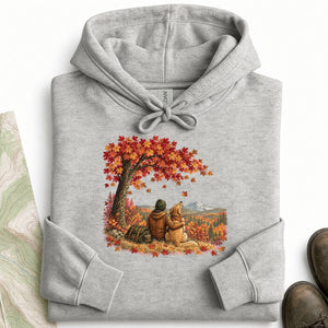 Hiker and Dog Under Maple Hoodie