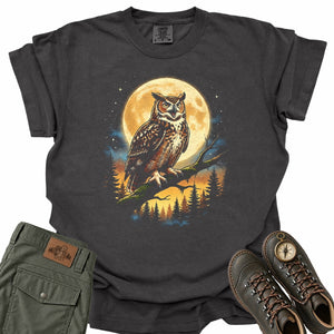 Owl Calling the Moon Comfort Colors T-Shirt