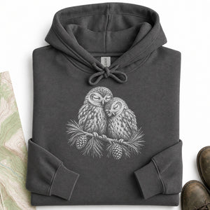 Owl Pair on a Branch Hoodie