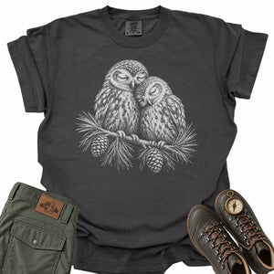 Owl Pair on a Branch Comfort Colors T-Shirt