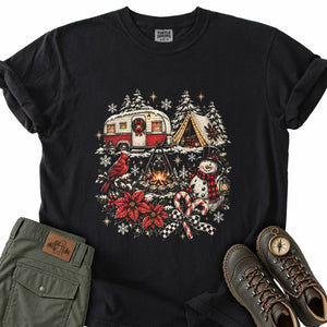 Retro Camping Christmas Collage T-Shirt
