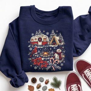 Retro Camping Christmas Collage Sweatshirt