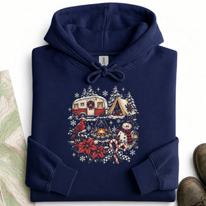 Retro Camping Christmas Collage Hoodie