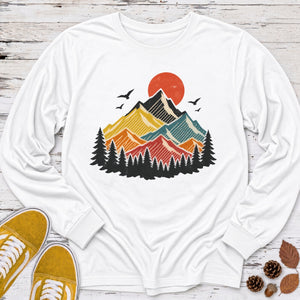 Retro Mountain Stripes Long Sleeve Tee