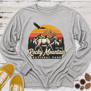 Rocky Mountain Elk Stripes Long Sleeve Tee