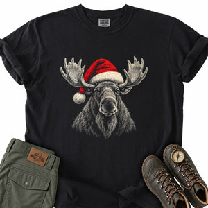 Santa Hat Moose T-Shirt