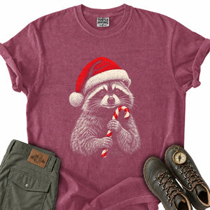 Santa Hat Raccoon T-Shirt