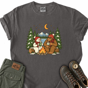 Snowman and Bigfoot Cocoa T-Shirt