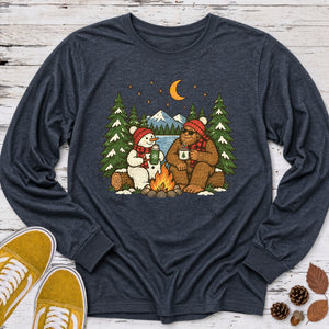 Snowman and Bigfoot Cocoa Long Sleeve Tee
