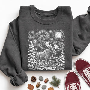 Starry Night Moose Sweatshirt