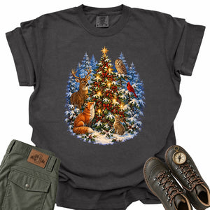 Wildlife Christmas Tree Comfort Colors T-Shirt