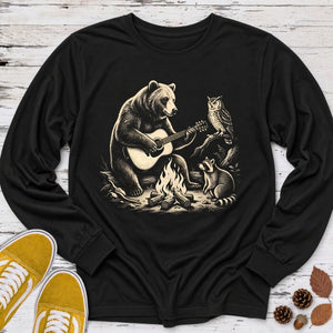 Campfire Bear Guitar Band Long Sleeve Tee